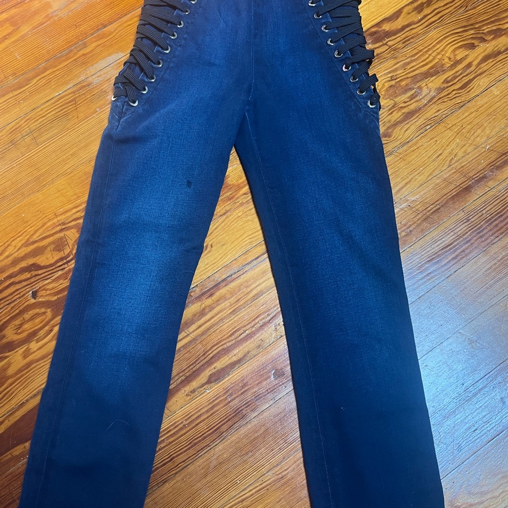 Elisabetta Franchi Blue Skinny Jeans with Decorative Stitching
